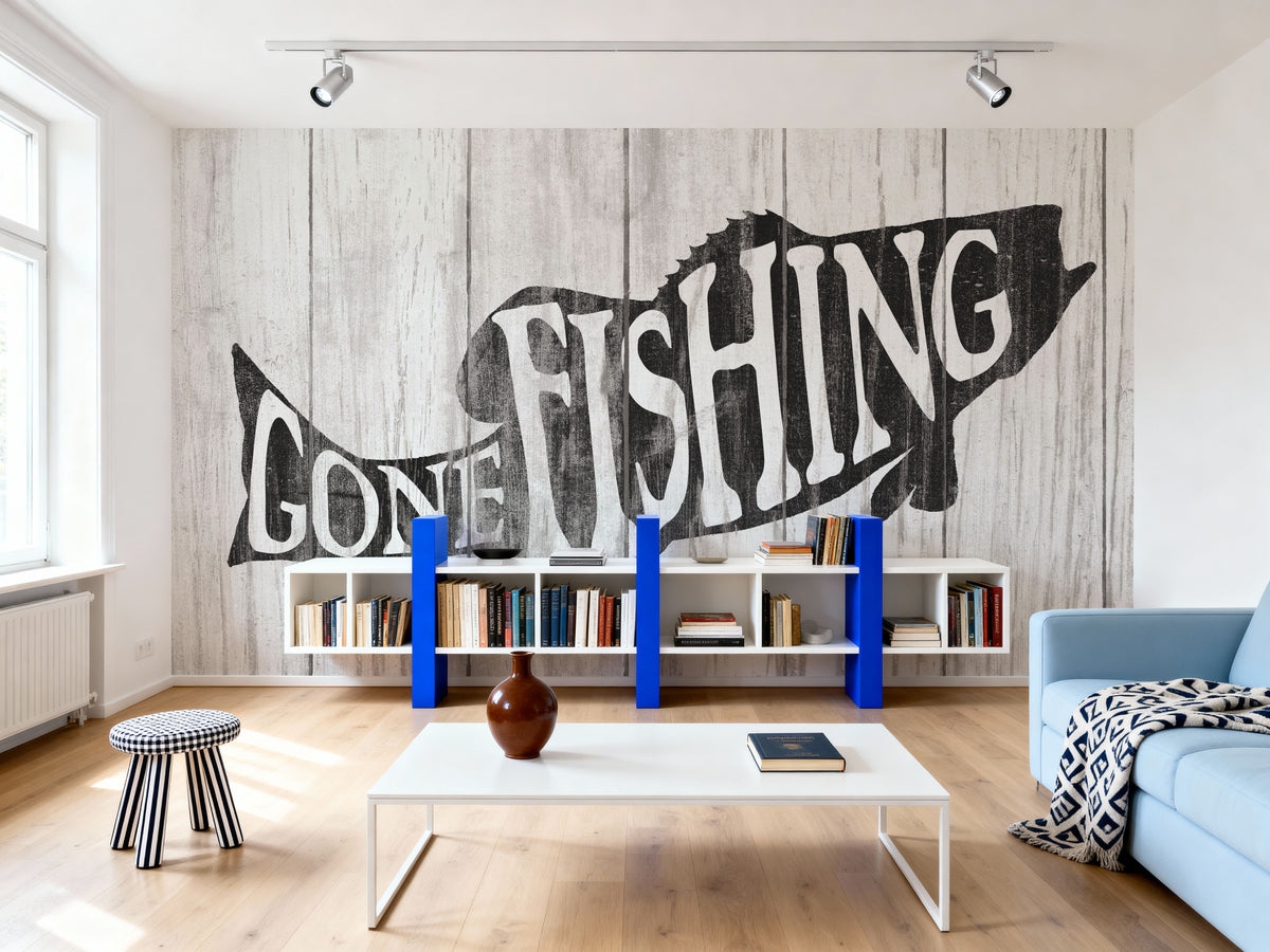 Gone Fishing Mural Wallpaper - room preview 02