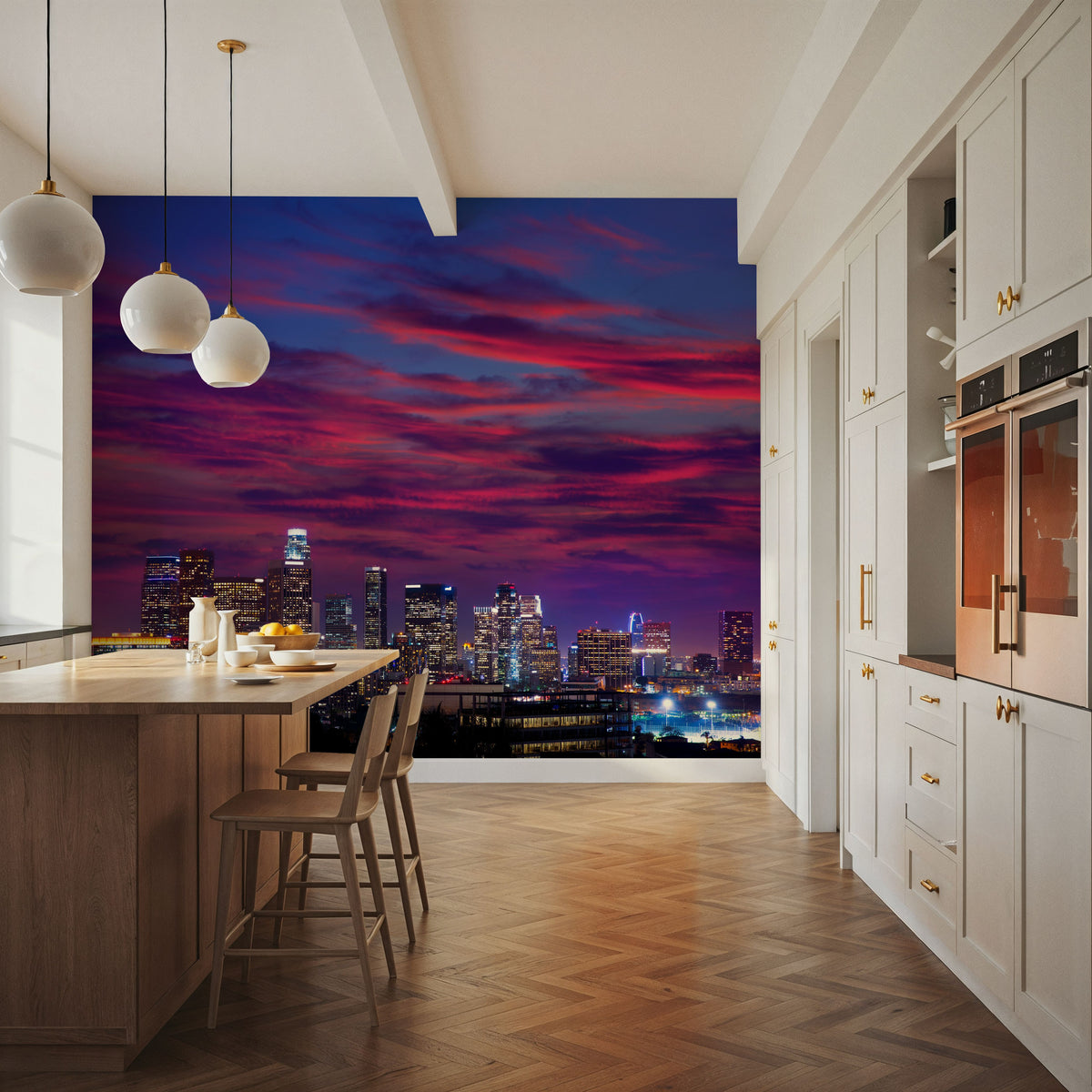 Pink Downtown Mural Wallpaper - room preview 02