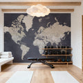 World Map Cities - Glyn Mural Wallpaper - room preview 02