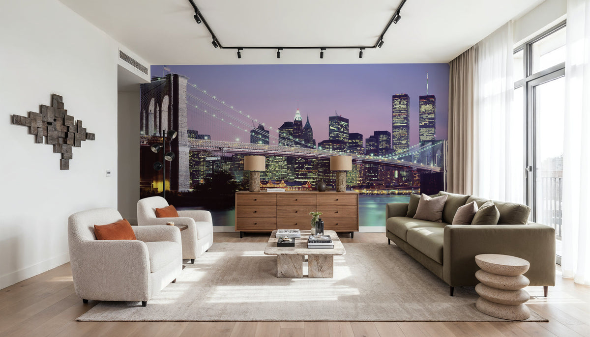 Illuminated Bridge Mural Wallpaper - room preview 02
