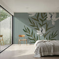 Pretty Little Flower IV Slate Blue Mural Wallpaper - room preview 02