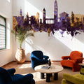 Split Croatia Skyline Purple & Gold Mural Wallpaper - room preview 02