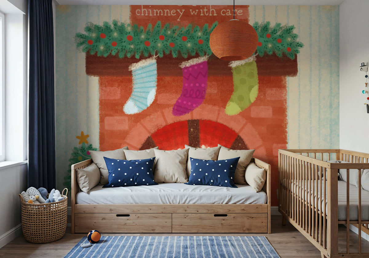 Christmas Stockings Mural Wallpaper - room preview 02