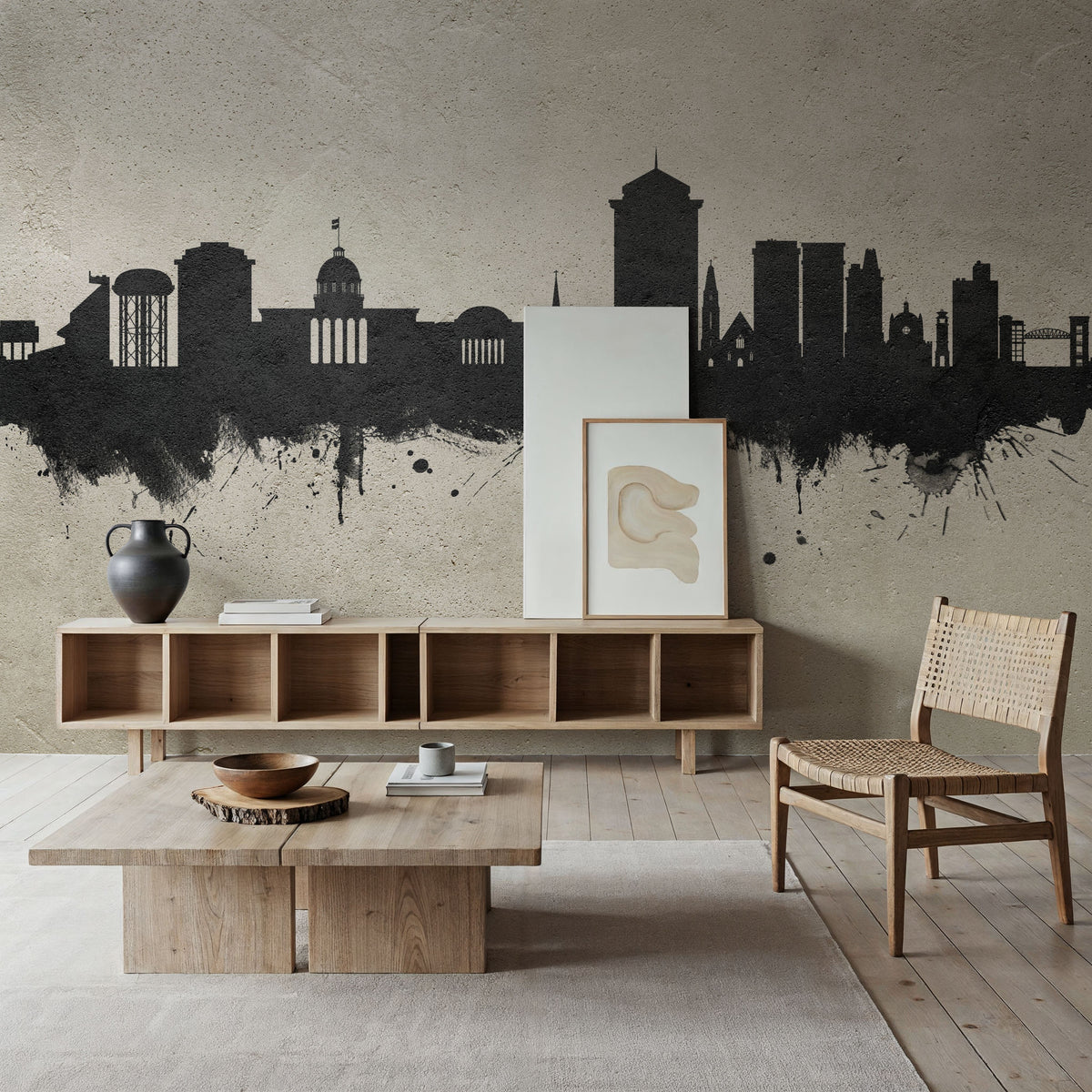 Montgomery Alabama Skyline Concrete Mural Wallpaper - room preview 02