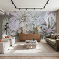 Focus on the Dahlia Light Green Mural Wallpaper - room preview 02