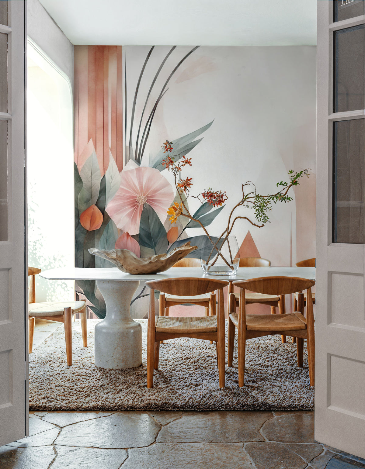 Floral Watercolor Abstract Bright Mural Wallpaper - room preview 02