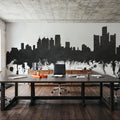 Detroit Michigan Skyline Black & White Mural Wallpaper - room preview 02