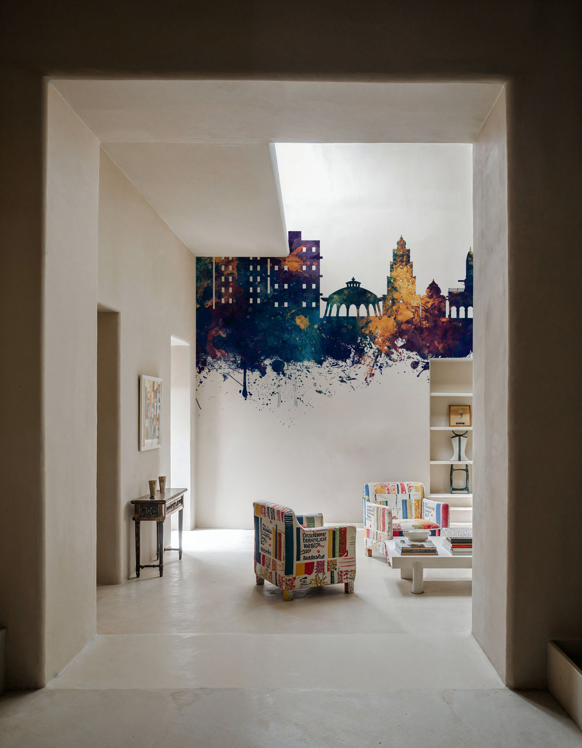 Nashik India Skyline Blue & Bronze Mural Wallpaper - room preview 02