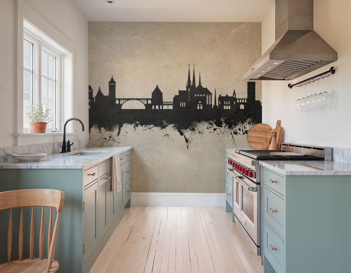 Luxembourg City Skyline Concrete Mural Wallpaper - room preview 02
