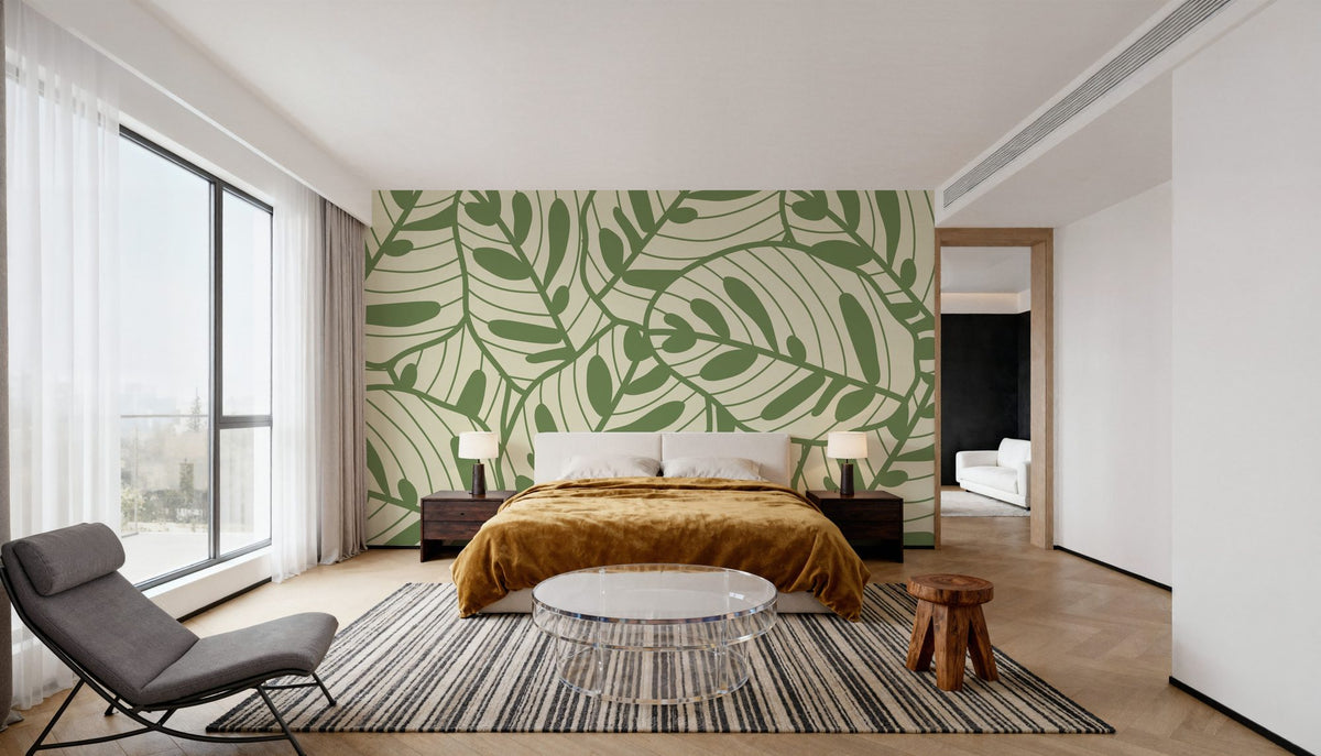 Leaf Lines Mural Wallpaper - room preview 02
