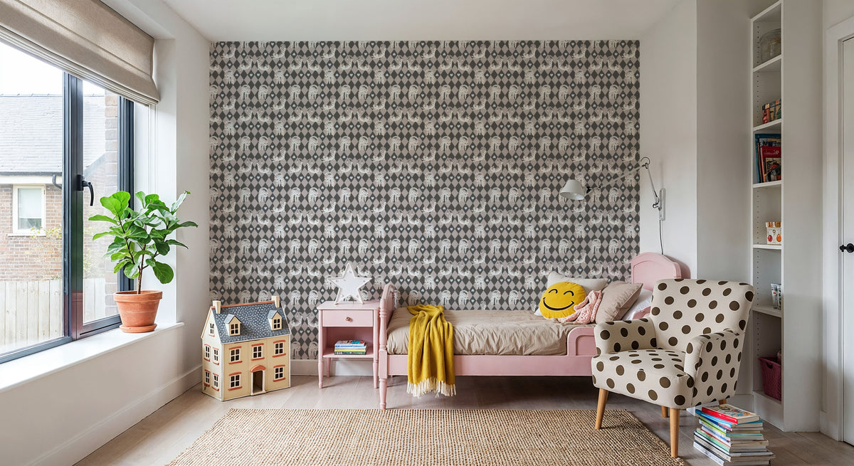 Harlequin Kittens, Shadow Mural Wallpaper - room preview 02