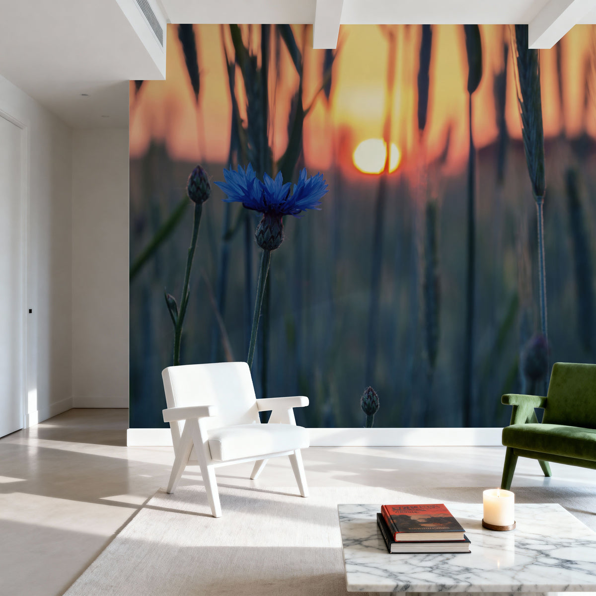 Cornflower Sunset Mural Wallpaper - room preview 02