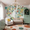 Floral World White Mural Wallpaper - room preview 02