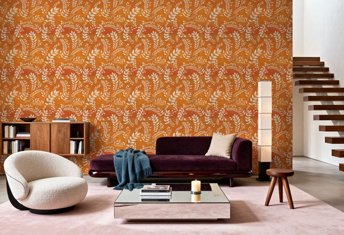 Harvest Sprig Orange Mural Wallpaper - room preview 02