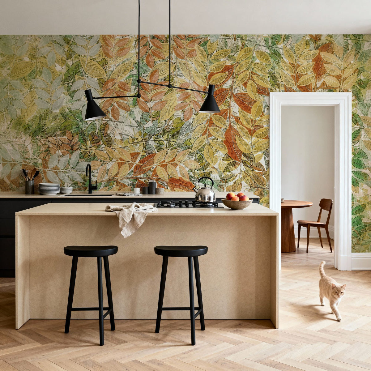 Pale Foliage Mural Wallpaper - room preview 02