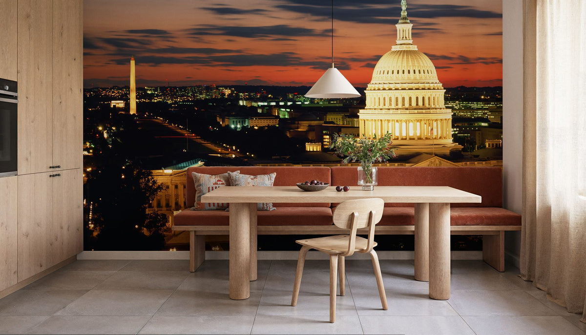 Capitol Twilight Red Mural Wallpaper - room preview 02