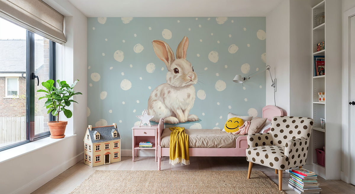 Rabbit Study Mural Wallpaper - room preview 02