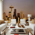 Golden Metropolis Dusk Mountain Mural Wallpaper - room preview 02