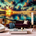 Stunning Coastal Sunset Scene Mural Wallpaper - room preview 02