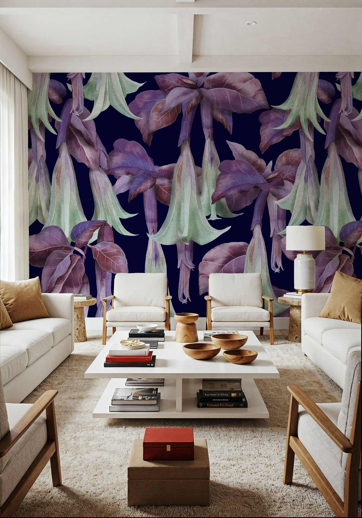 Purple Trumpet Bloom Mural Wallpaper - room preview 02