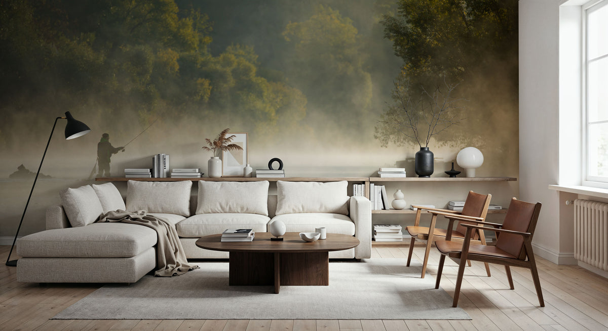 Gone Fishing Mural Wallpaper - Neutral Tone - room preview 02