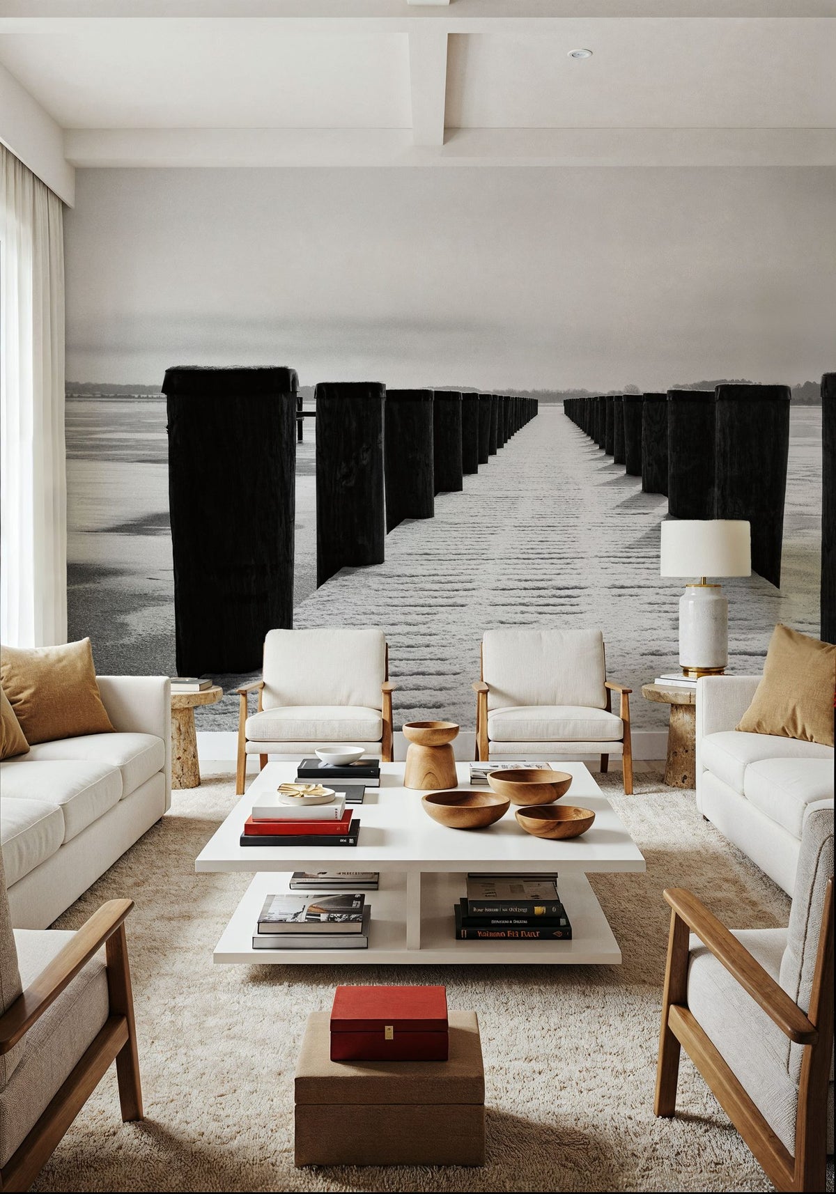 Winter Dock Mural Wallpaper - room preview 02