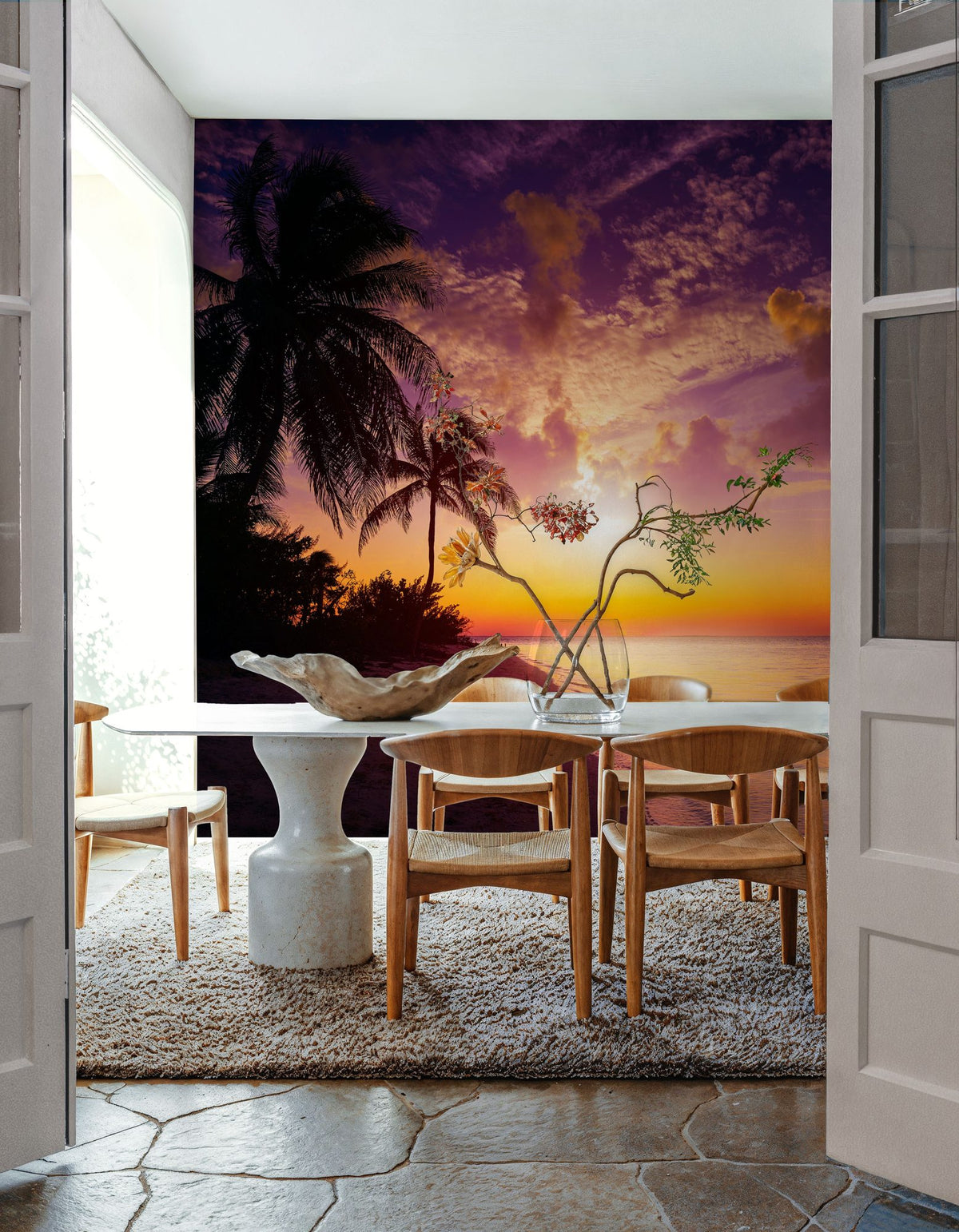 Tropical Twilight Silhouette Mural Wallpaper - room preview 02
