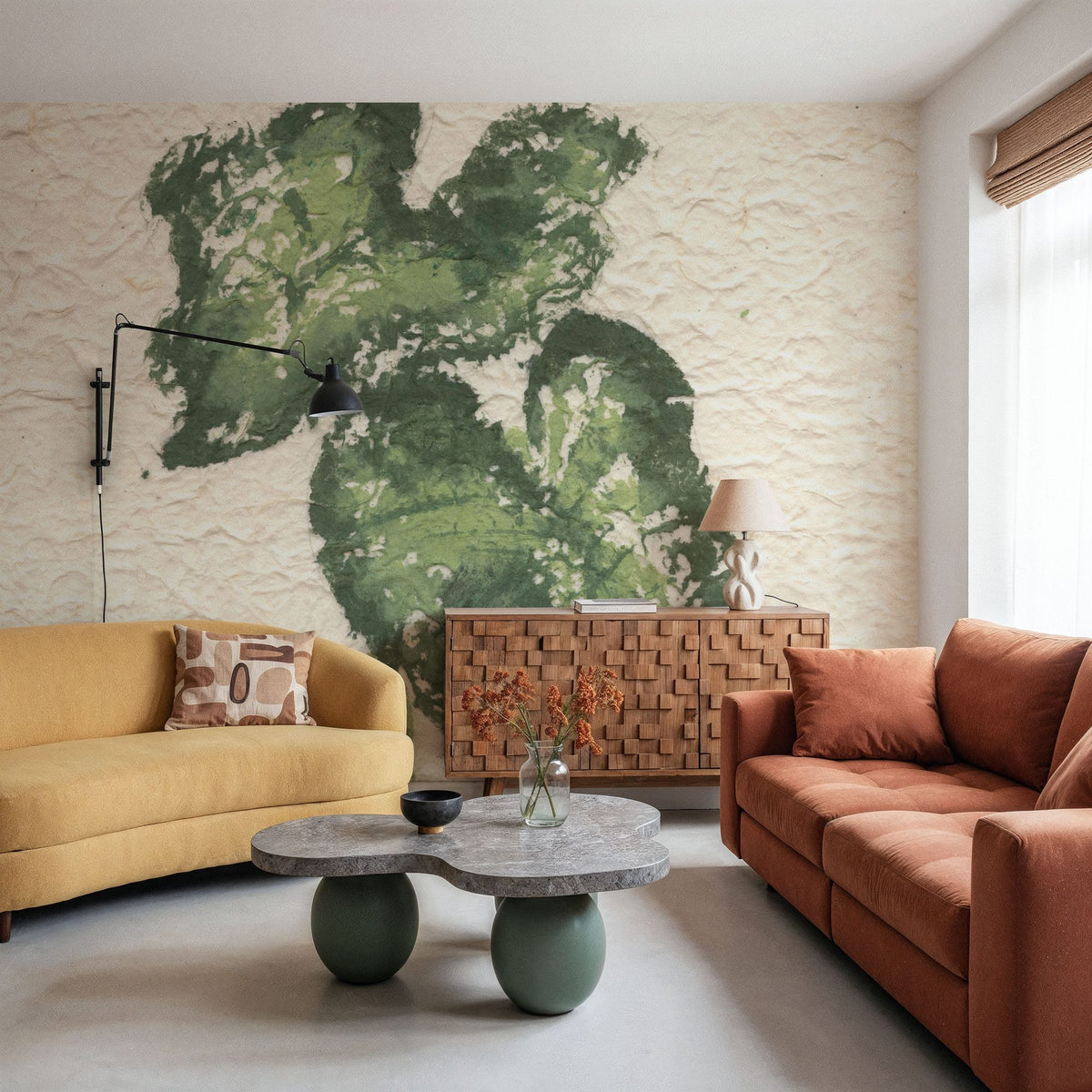 Textile Leaves II Mural Wallpaper - room preview 02