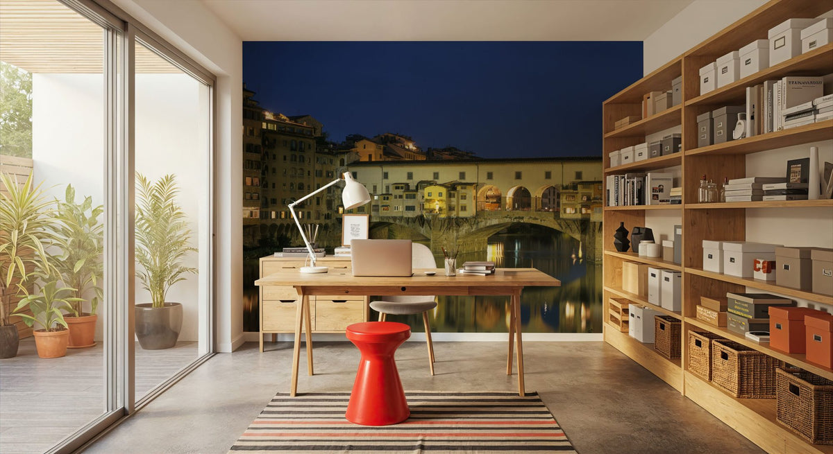 Riverside Bridge Twilight Mural Wallpaper - room preview 02