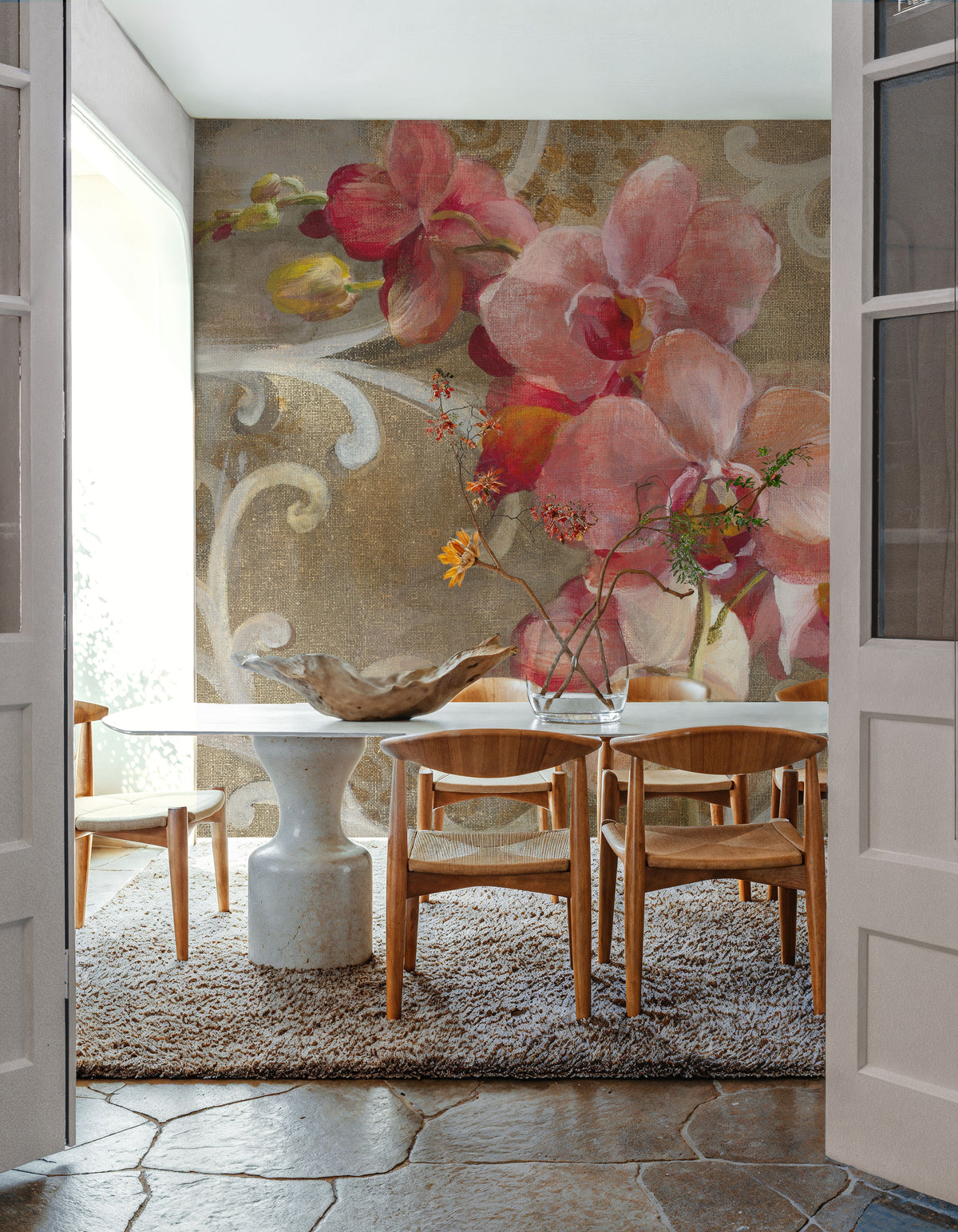 Pink Orchid Mural Wallpaper - room preview 02
