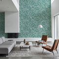 Fern Cut-Outs Pattern, Fresh Evergreen Mural Wallpaper - room preview 02