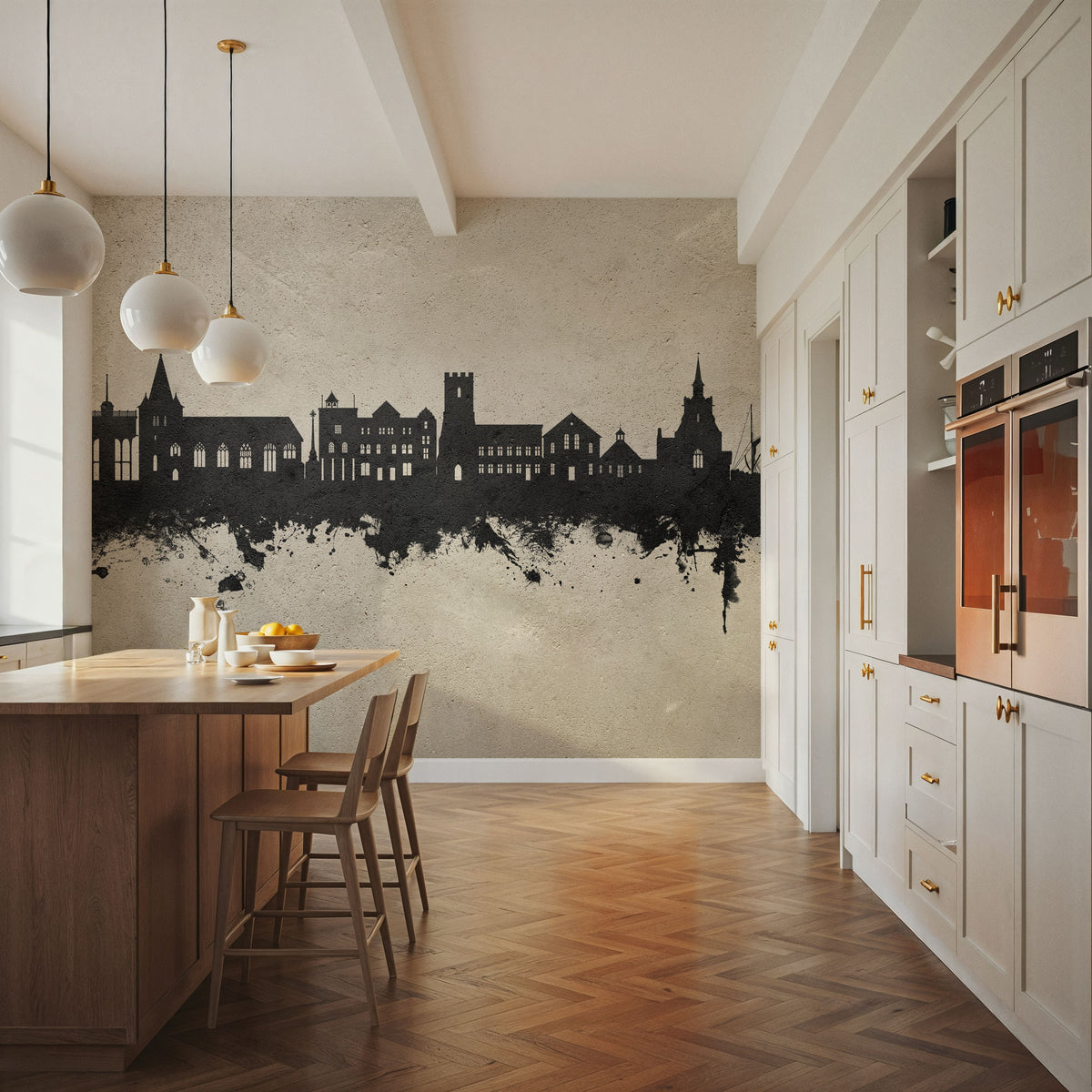 Maldon England Skyline Concrete Mural Wallpaper - room preview 02
