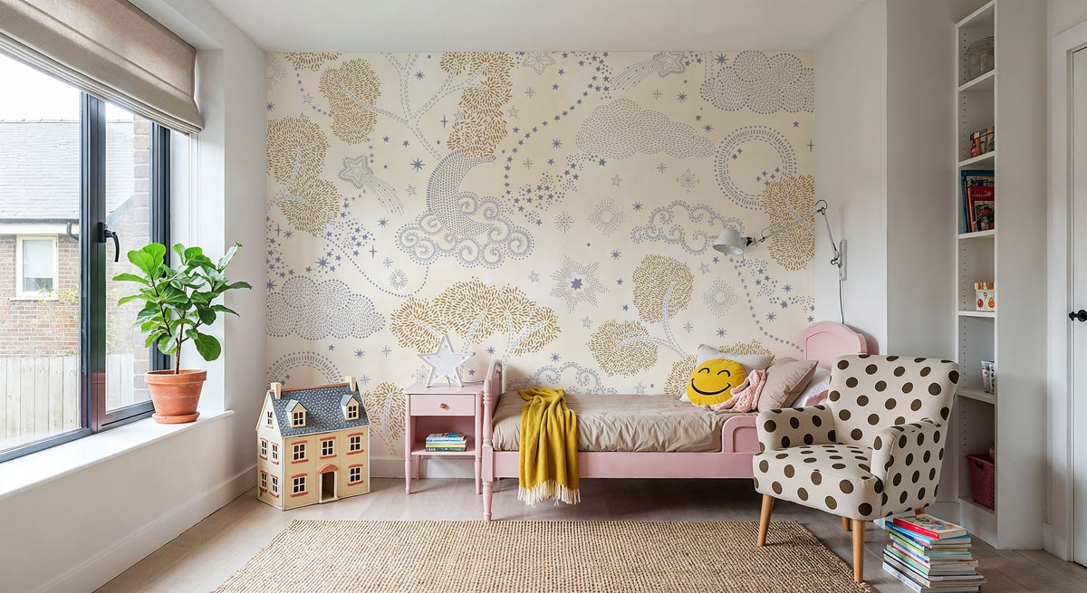 Moonlit Sky, Cream Mural Wallpaper - room preview 02