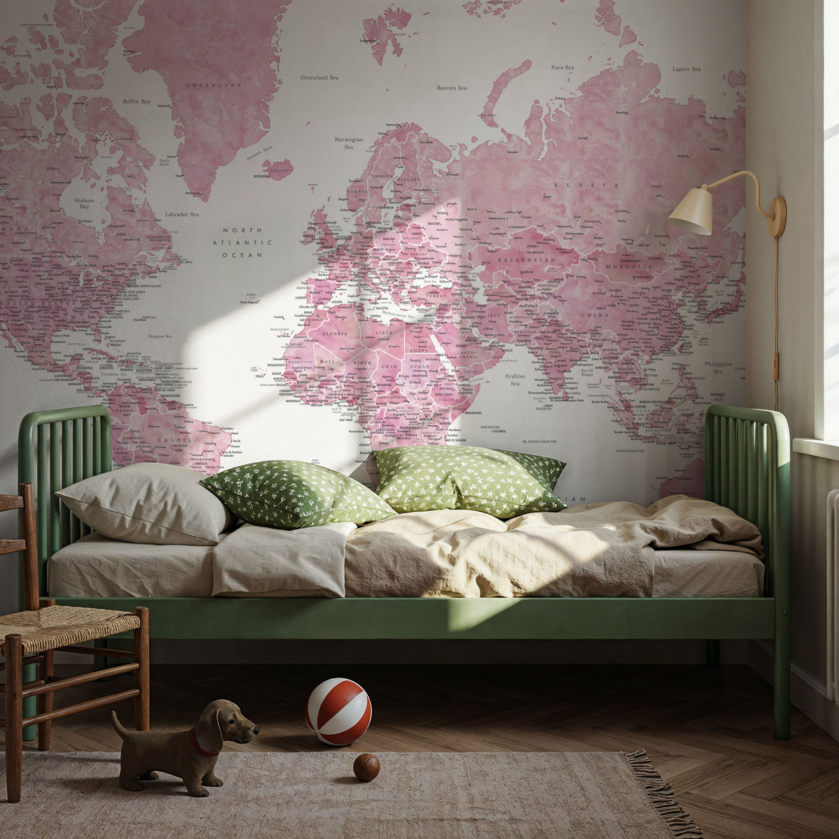 World Map Cities - Damla Mural Wallpaper - room preview 02