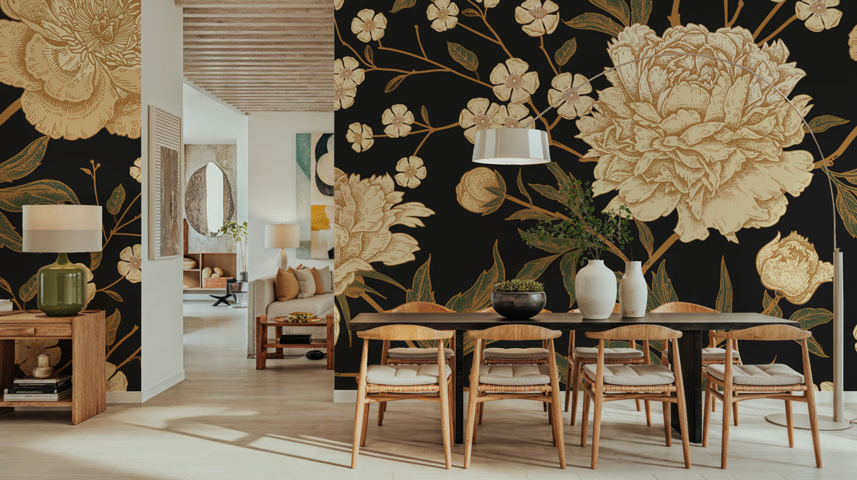Vintage Peonies Mural Wallpaper - room preview 02