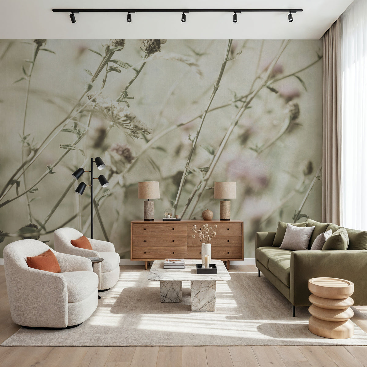 Wild Flowers II Clean Mural Wallpaper - room preview 02