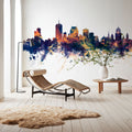 Quebec Canada Skyline Blue & Bronze Mural Wallpaper - room preview 02
