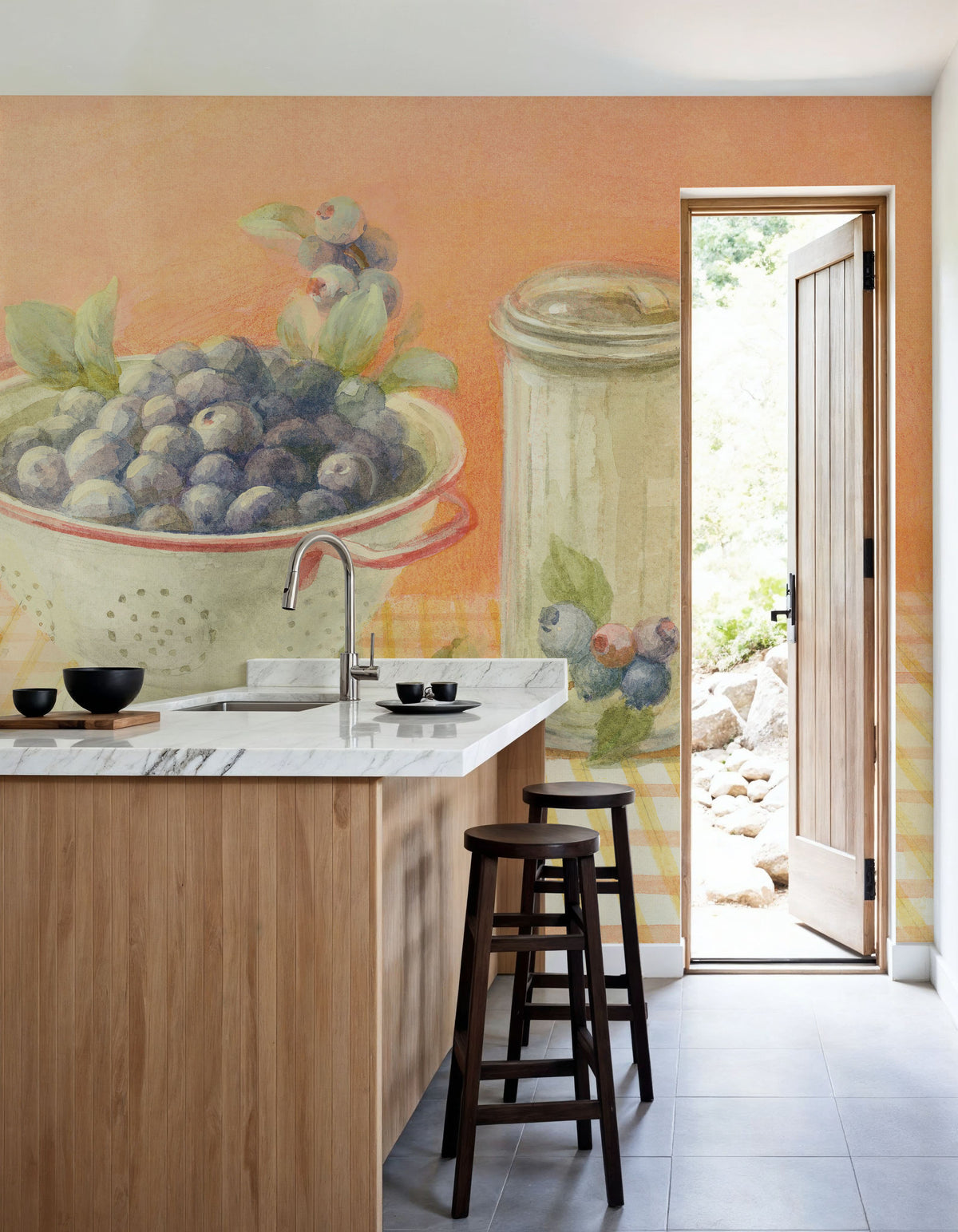 Fresh Picked Blueberries Mural Wallpaper - room preview 02