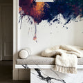 Tel Aviv Skyline Blue & Bronze Mural Wallpaper - room preview 02
