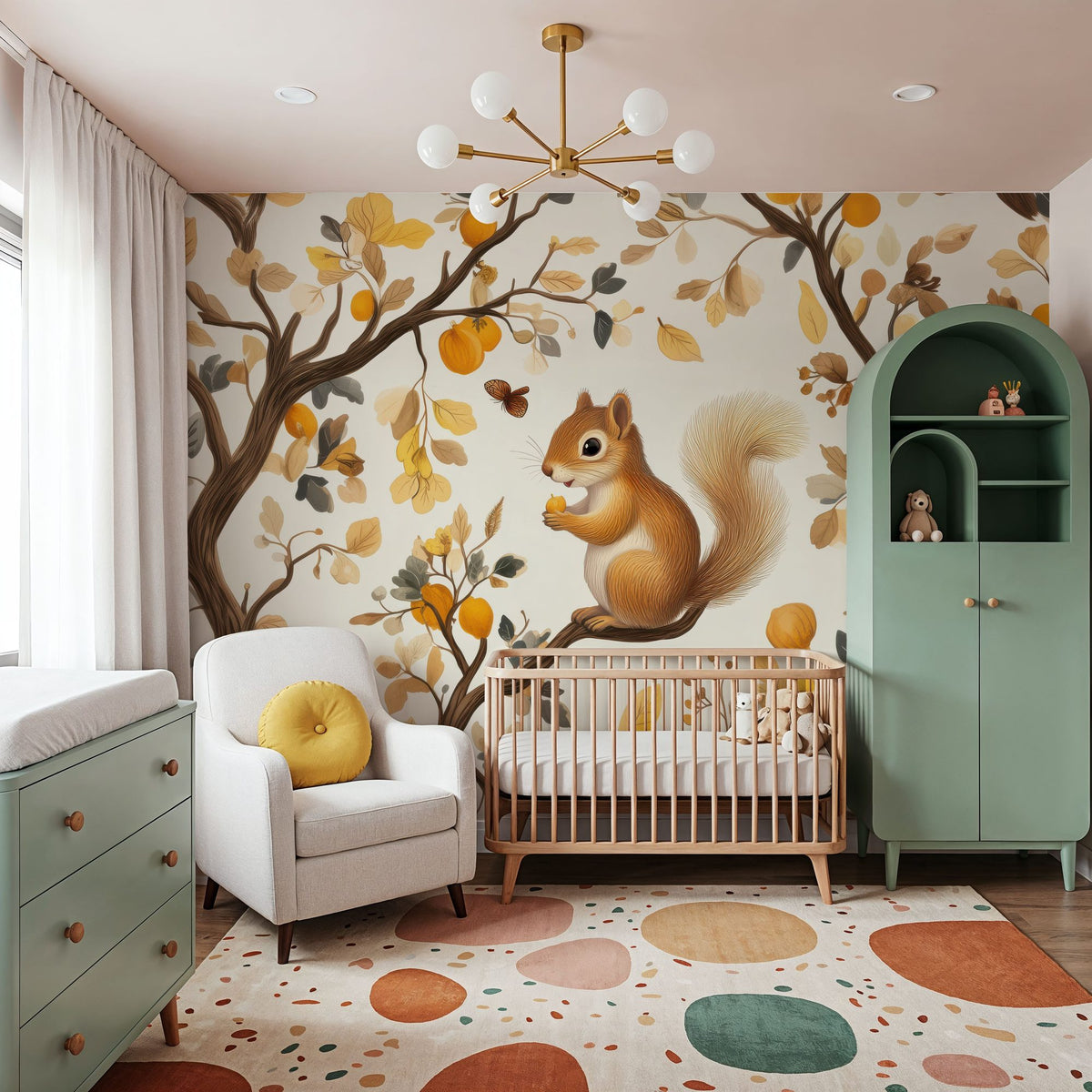 Squirrel Tree Mural Wallpaper - room preview 02