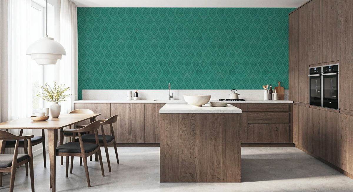 Bohemian Leaves Persian Green Mural Wallpaper - room preview 02