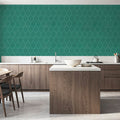 Bohemian Leaves Persian Green Mural Wallpaper - room preview 02