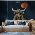 Highland Cow in Tub Texture Light Mural Wallpaper - room preview 02