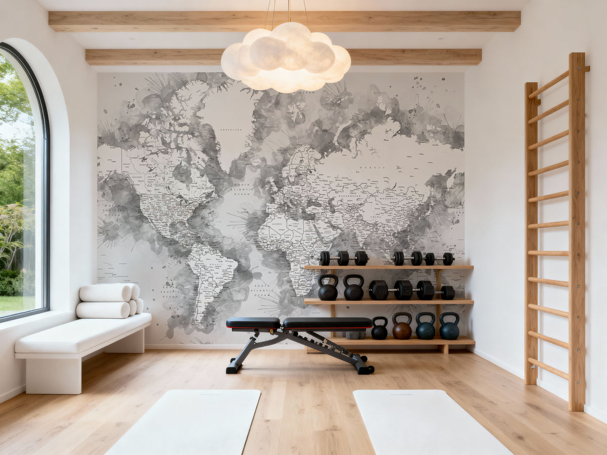 World Map Cities - Louiss Mural Wallpaper - room preview 02