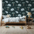 Elephant Greetings Illustration Mural Wallpaper - room preview 02