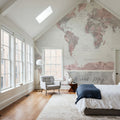 World Map Atlas Red Mural Wallpaper - room preview 02