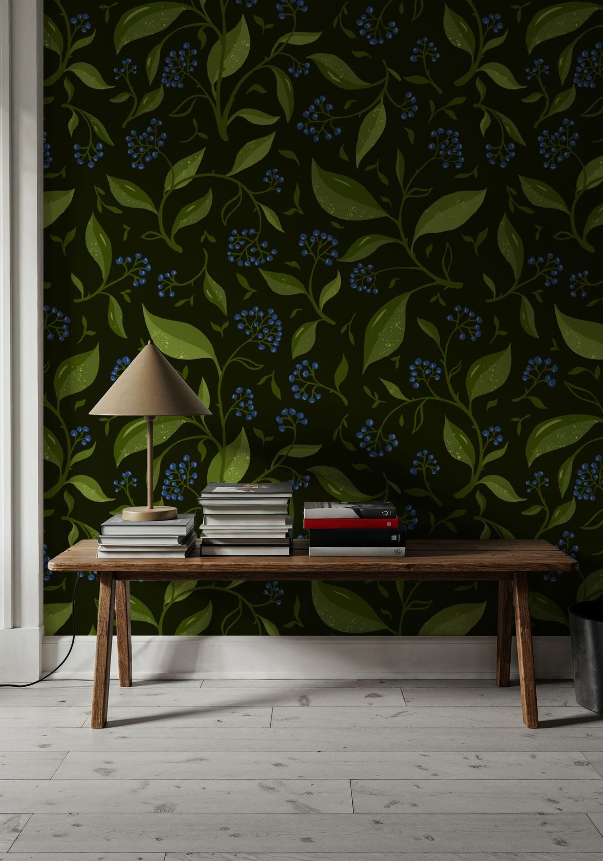 Winter Berries, Night Mural Wallpaper - room preview 02
