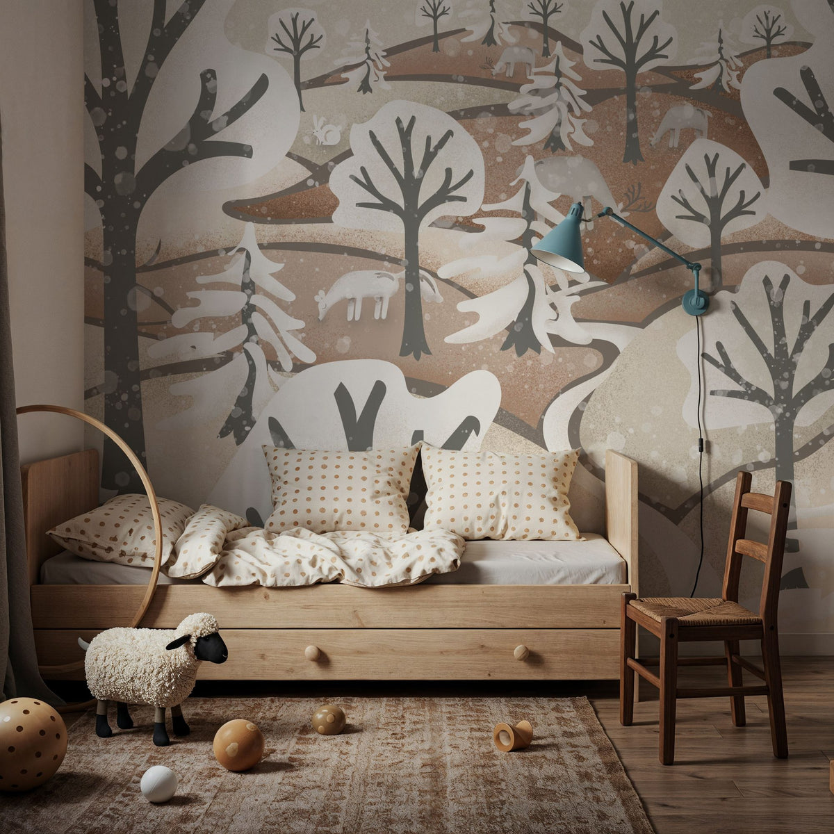Frozen Forest, Beige Mural Wallpaper - room preview 02