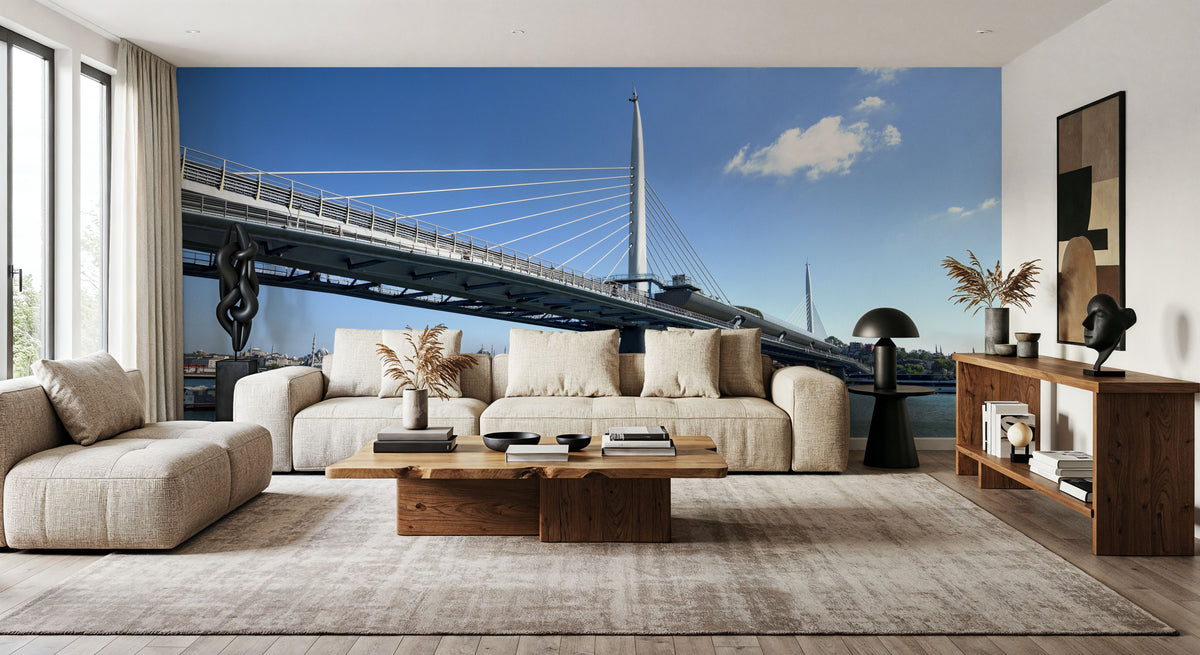 Urban Suspension Bridge Mural Wallpaper - room preview 02