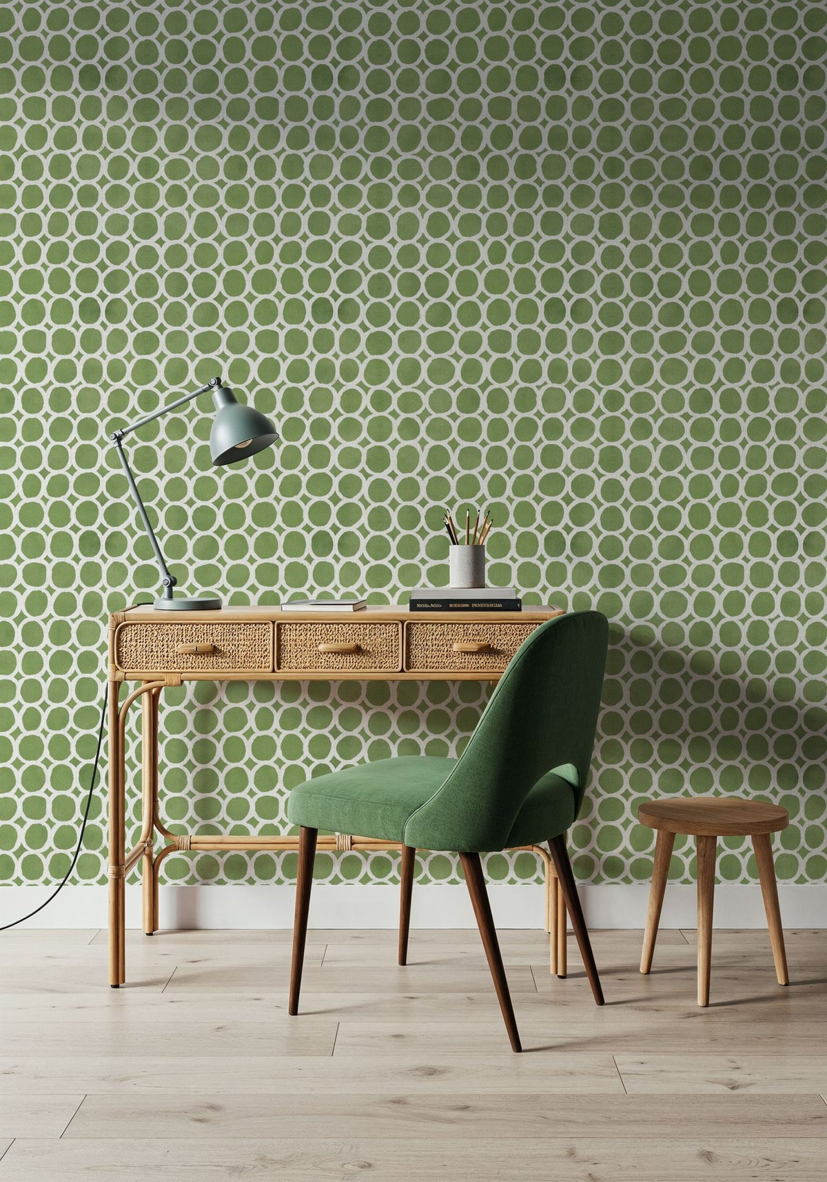 Mixed Forest Circles Inverse Mural Wallpaper - room preview 02